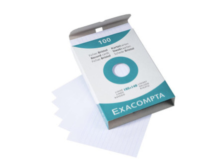 EXACOMPTA Fiches bristol, A6, ligné, blanc