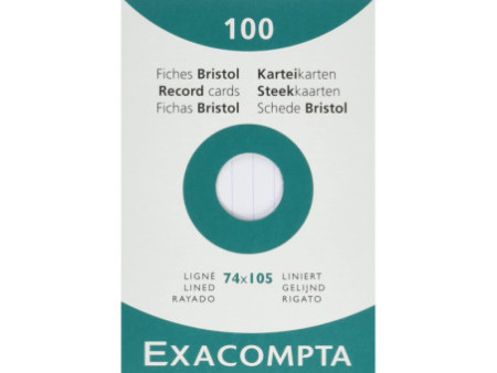EXACOMPTA Fiches bristol, A7, ligné, blanc