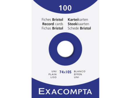 EXACOMPTA Fiches bristol, A7, uni, blanc