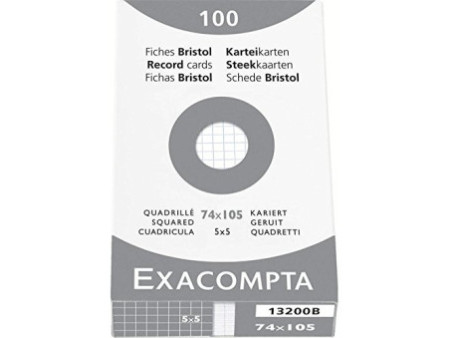 EXACOMPTA Fiches bristol, A7, quadrillé, blanc