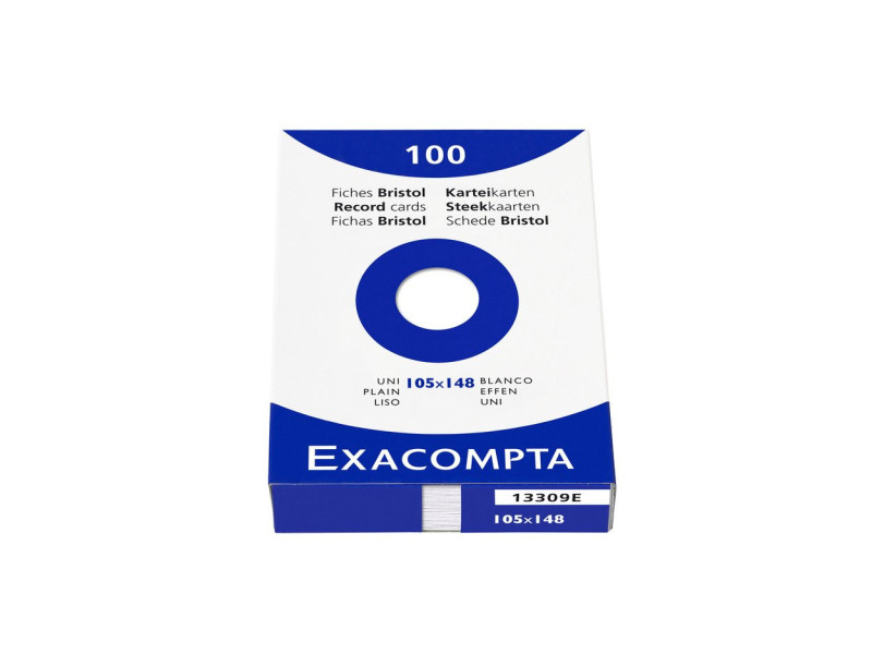 EXACOMPTA Fiches bristol, A6, uni, blanc