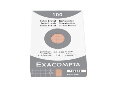 EXACOMPTA Fiches bristol, A6, quadrillé, orange