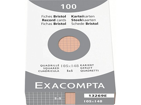 EXACOMPTA Fiches bristol, A6, quadrillé, orange