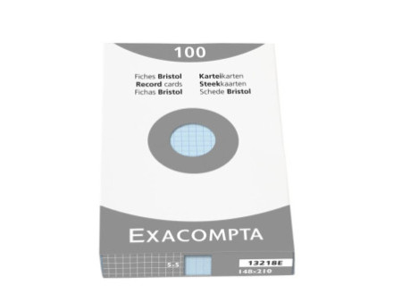 EXACOMPTA Fiches bristol, A5, quadrillé, bleu azur
