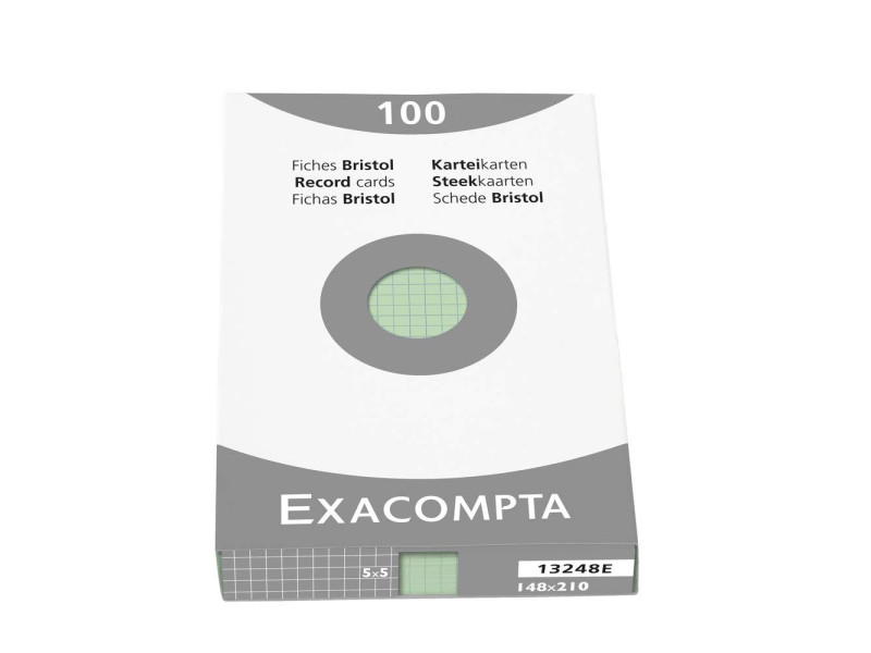 EXACOMPTA Fiches bristol, A5, quadrillé, vert