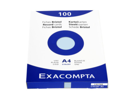 EXACOMPTA Fiches bristol, A4, uni, bleu azur