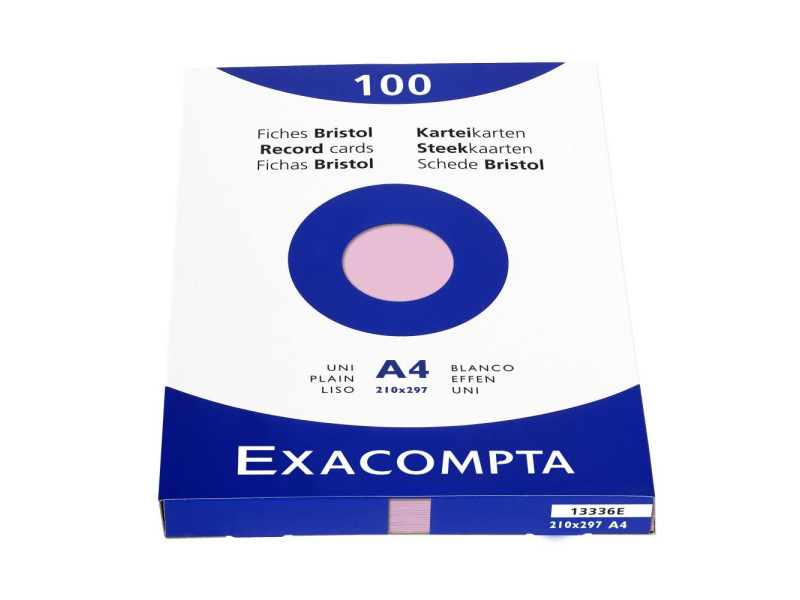 EXACOMPTA Fiches bristol, A4, uni, rose