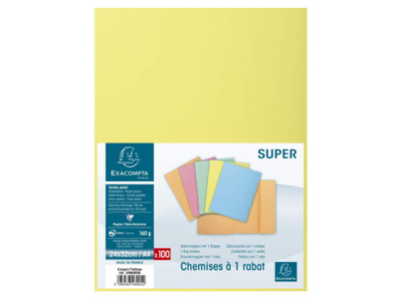 EXACOMPTA Chemise 1 rabat SUPER 160, A4, jaune