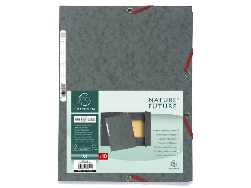 EXACOMPTA Chemise à élastiques, A4, carton, gris