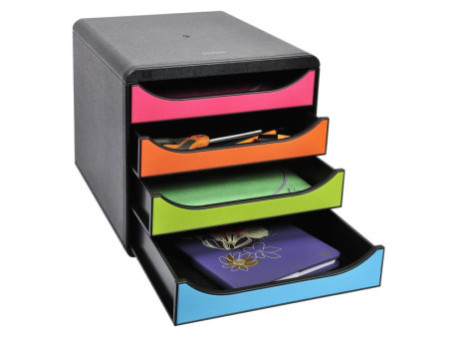 EXACOMPTA Module de classement BIG-BOX, 4 tiroirs, arlequin