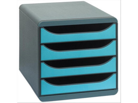 EXACOMPTA Module de classement BIG-BOX, 4 tiroirs, turquoise