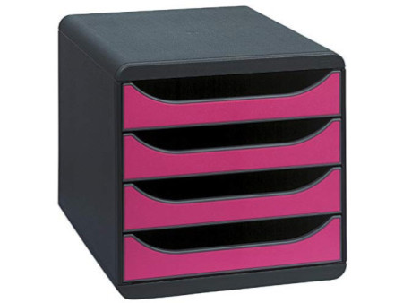 EXACOMPTA Module de classement BIG-BOX, 4 tiroirs, framboise