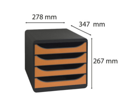 EXACOMPTA Module de classement BIG-BOX, 4 tiroirs, tangerine
