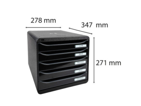 EXACOMPTA Module de classement BIG-BOX PLUS, 5 tiroirs, noir
