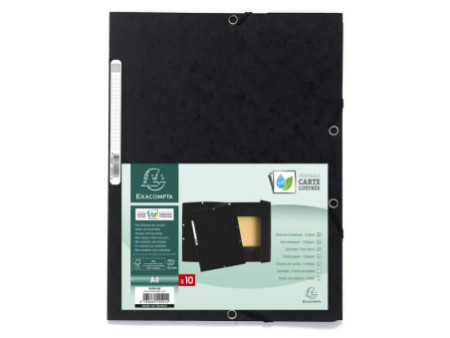 EXACOMPTA Chemise à élastiques, A4, carton, noir