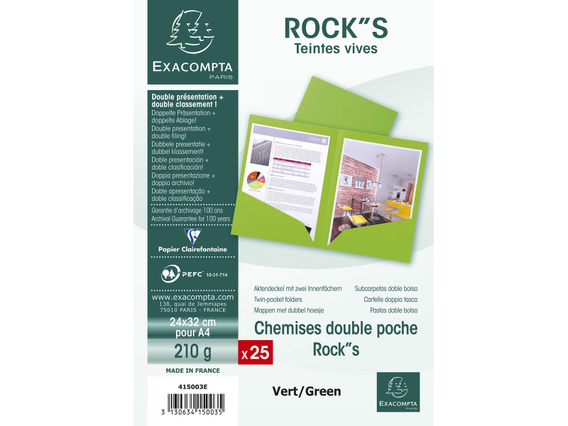 EXACOMPTA Chemises double poche ROCK'S, A4, vert