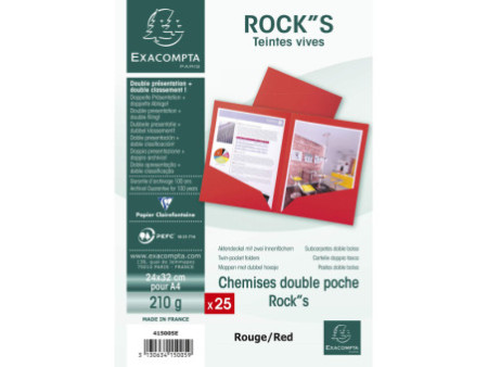 EXACOMPTA Chemises double poche ROCK'S, A4, rouge