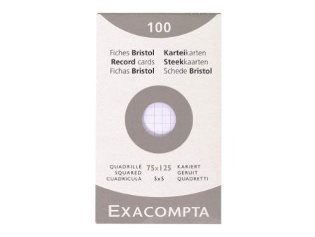 EXACOMPTA Fiches bristol, 75 x 125 mm, quadrillé, blanc