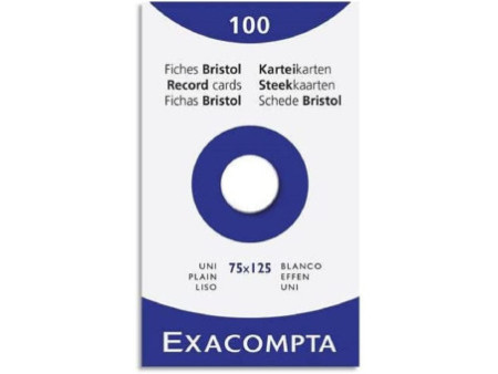 EXACOMPTA Fiches bristol, 75 x 125 mm, uni, blanc