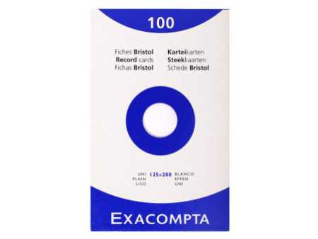 EXACOMPTA Fiches bristol, 125 x 200 mm, uni, blanc