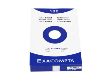 EXACOMPTA Fiches bristol, 125 x 200 mm, uni, blanc