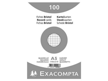 EXACOMPTA Fiches bristol, A5, quadrillé, blanc