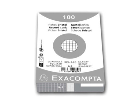 EXACOMPTA Fiches bristol, A6, quadrillé, blanc