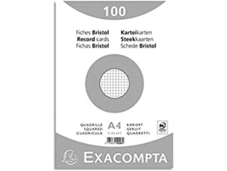 EXACOMPTA Fiches bristol, A4, quadrillé, blanc