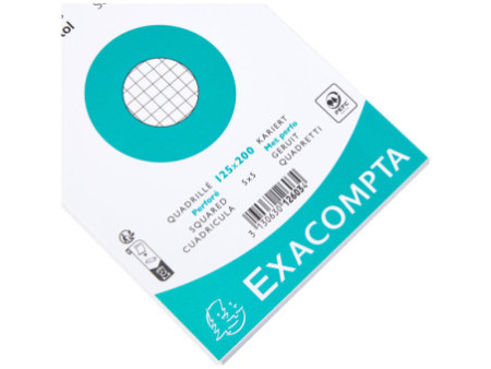 EXACOMPTA Fiches bristol, 125 x 200 mm, quadrillé, blanc