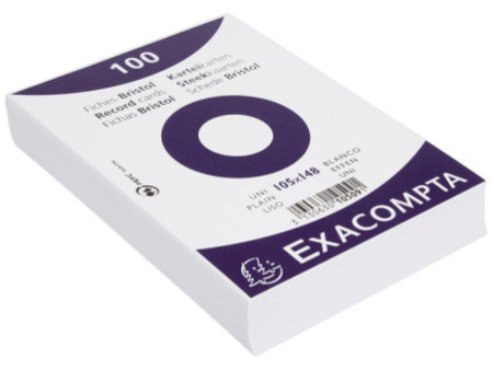EXACOMPTA Fiches bristol, A6, uni, blanc