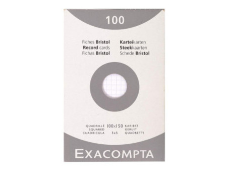 EXACOMPTA Fiches bristol, 100 x 150 mm, quadrillé, blanc