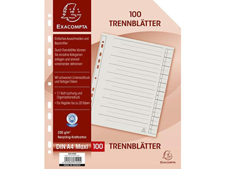 EXACOMPTA Intercalaires, A4 extra large, chamois