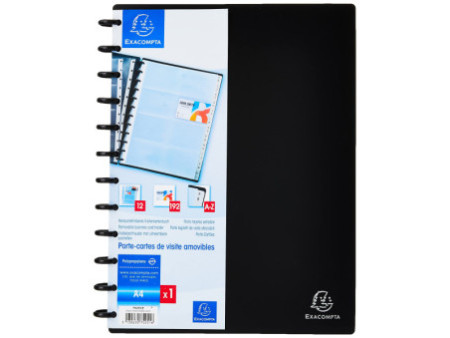 EXACOMPTA Porte-cartes de visites amovible à anneaux, A4