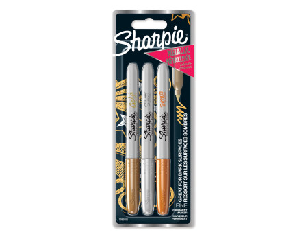 Sharpie Marqueur permanent métallisé, carte blister de 3