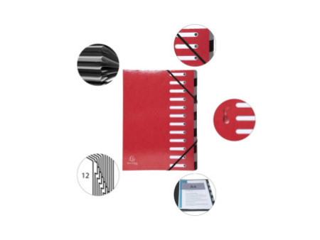 EXACOMPTA Trieur Iderama, 12 compartiments, rouge