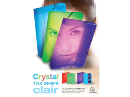 EXACOMPTA Classeur semi-rigide PP, 2 anneaux, A4+, cristal