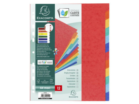 EXACOMPTA Intercalaires en carton, A4+, 12 touches