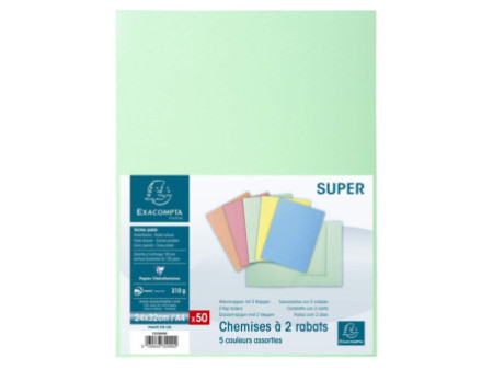 EXACOMPTA Chemise SUPER 250 avec 2 rabats, A4, assorti
