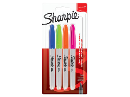 Sharpie Marqueur permanent FINE 'Fun', blister de 4