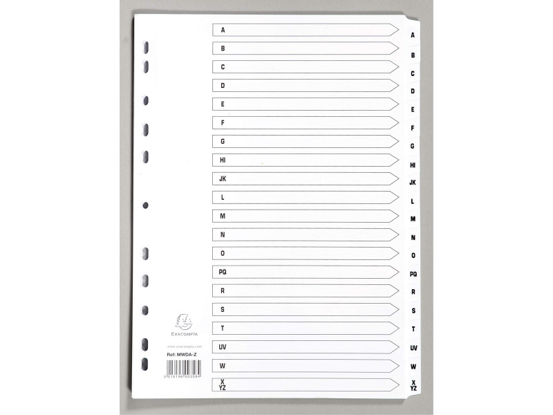 EXACOMPTA Intercalaires en carton A-Z, A4, 20 touches