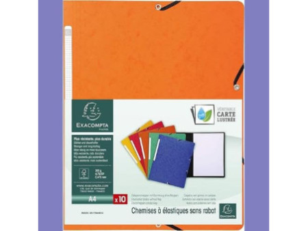 EXACOMPTA Chemise à élastiques, A4, en carton, orange