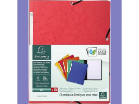 EXACOMPTA Chemise à élastiques, A4, en carton, rouge