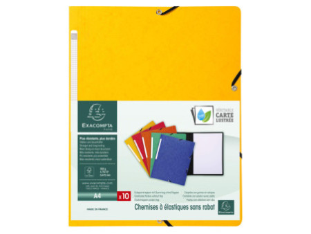 EXACOMPTA Chemise à élastiques, format A4, en carton, jaune