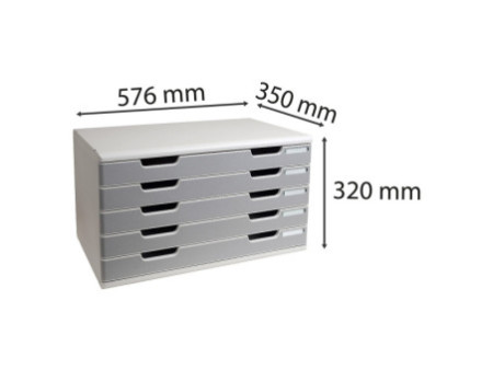 EXACOMPTA Module de classement MODULO A3, 5 tiroirs, gris