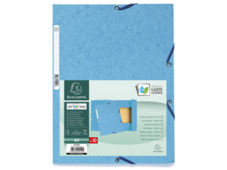 EXACOMPTA Chemise à élastiques, A4, carton, turquoise