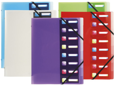 EXACOMPTA Trieur Crystal Colours, PP, 8 compartiments