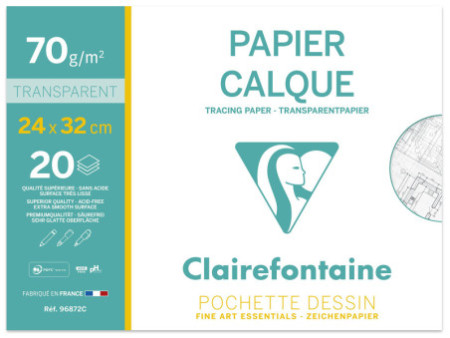 Clairefontaine Papier calque, 70/75 g/m2, 240 x 320 mm