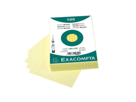 EXACOMPTA Fiches bristol, A6, ligné, jaune