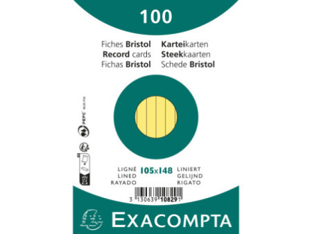 EXACOMPTA Fiches bristol, A6, ligné, jaune