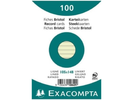 EXACOMPTA Fiches bristol, A6, ligné, vert